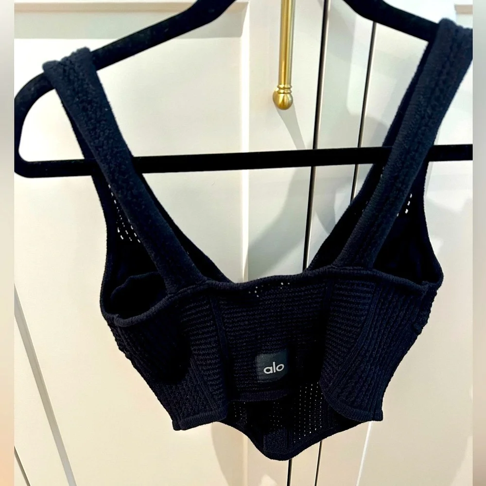 ALO yoga open knit chase the sun corset tank black - Picture 7 of 7